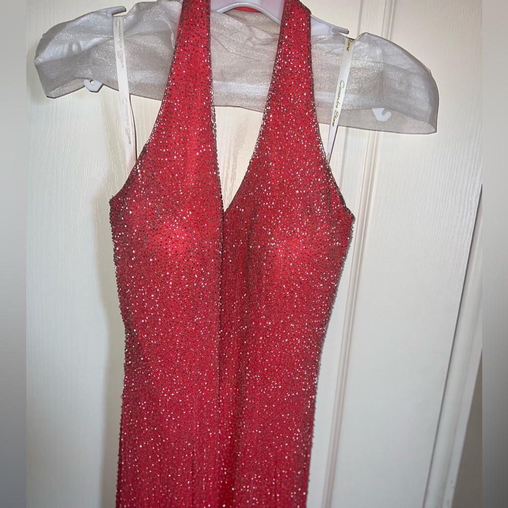 Coral beaded formal dress
